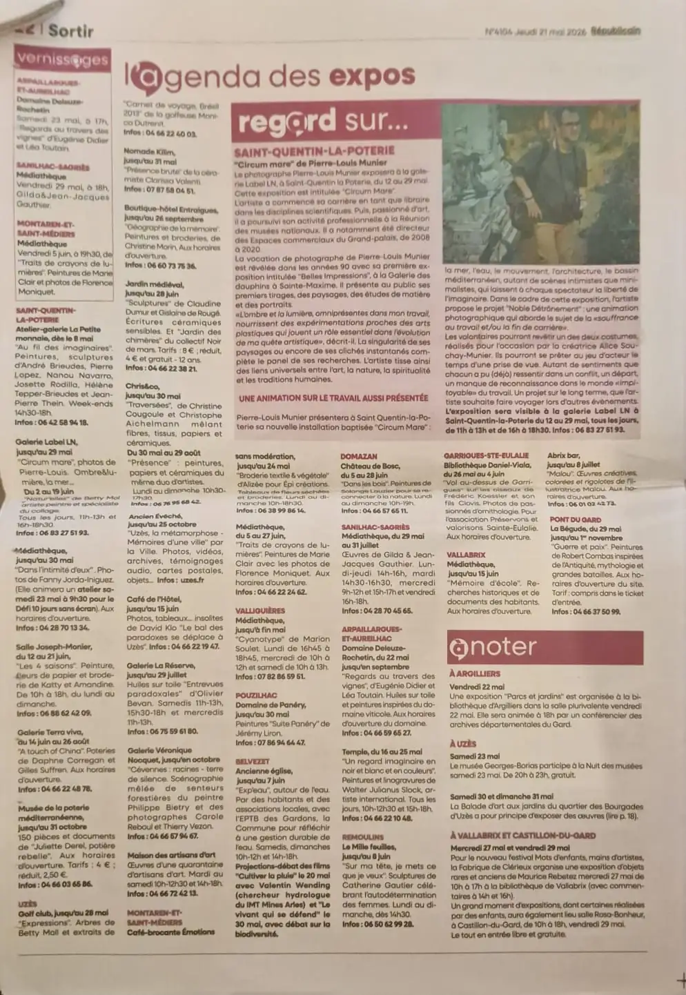Article du journal Le Républicain sur les photographies de Pierre-Louis Munier.